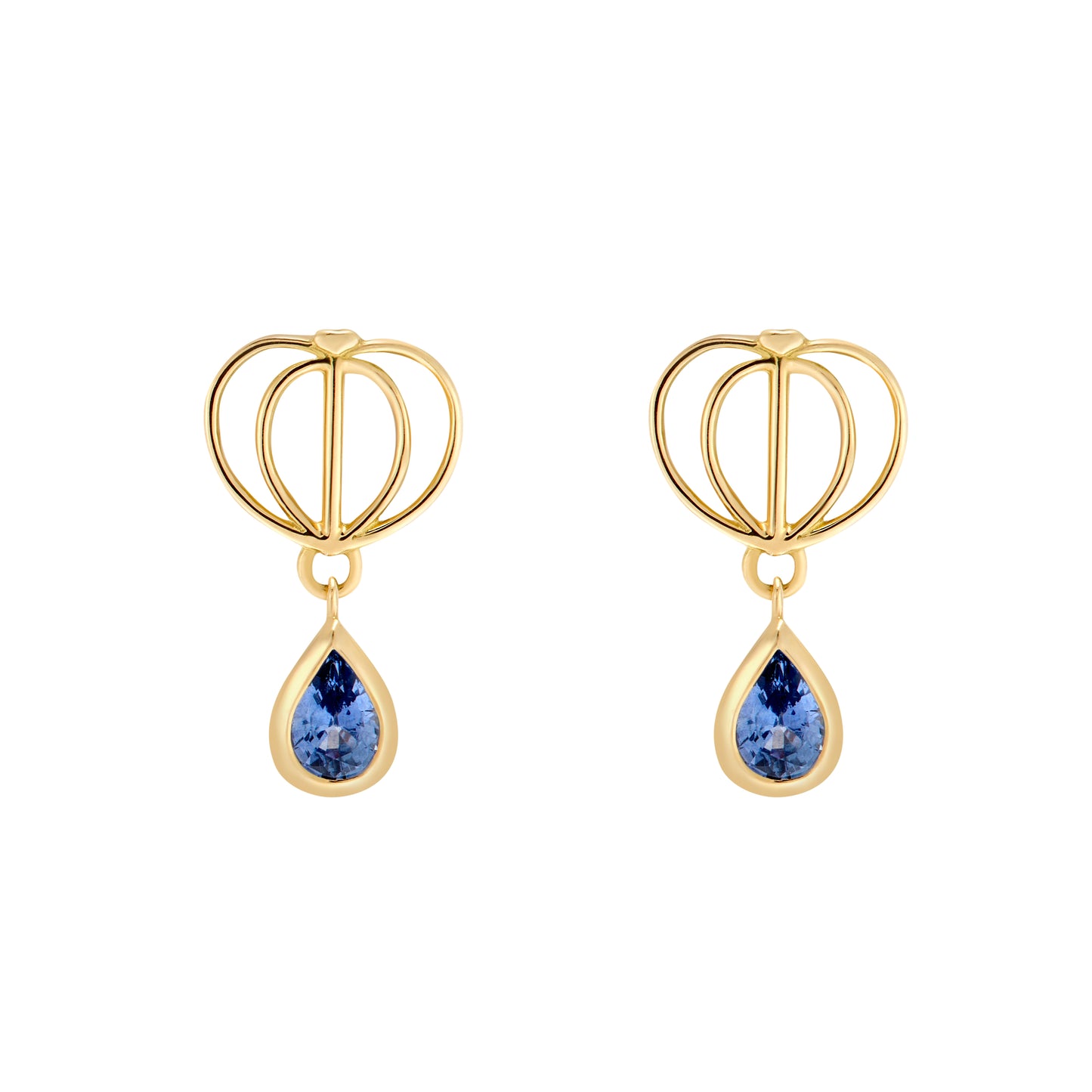 Boucles d’oreilles Cendrillon – Or jaune ou or rose 750/1000 et saphirs