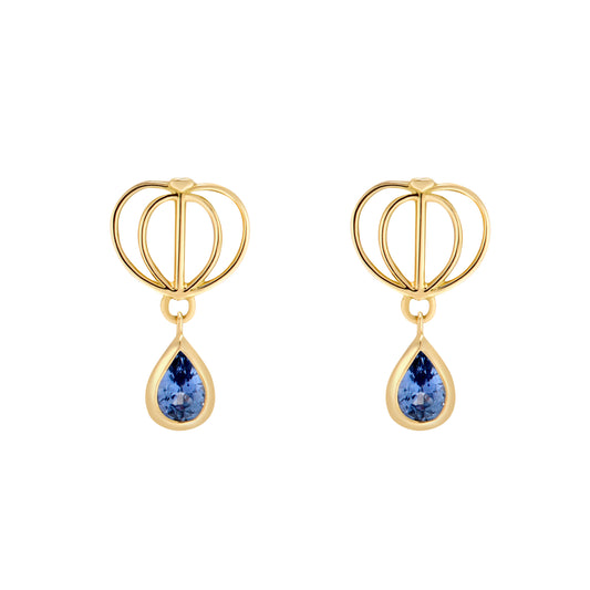 Boucles d’oreilles Cendrillon – Or jaune ou or rose 750/1000 et saphirs