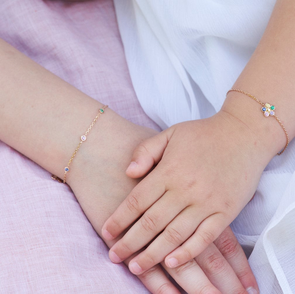 Bracelet Constellation - Or rose 750/1000, émeraude et saphirs