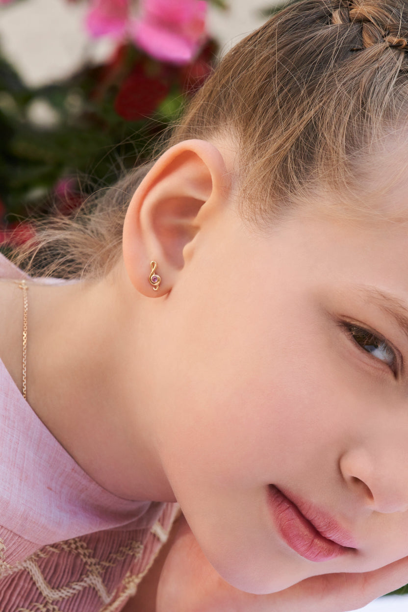 Melody Earrings - 750/1000 pink gold and sapphires