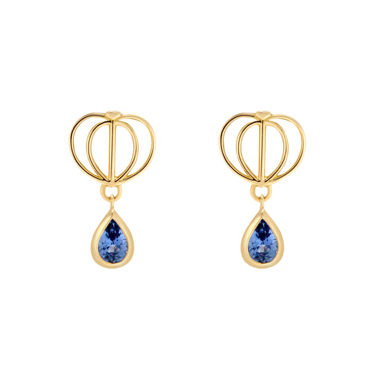 Cinderella Earrings - 750/1000 yellow gold and sapphires