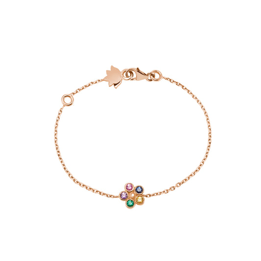 Bracelet Floral - Or rose 750/1000, émeraude et saphirs