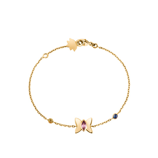 Butterfly Bracelet - 750/1000 pink gold and sapphires