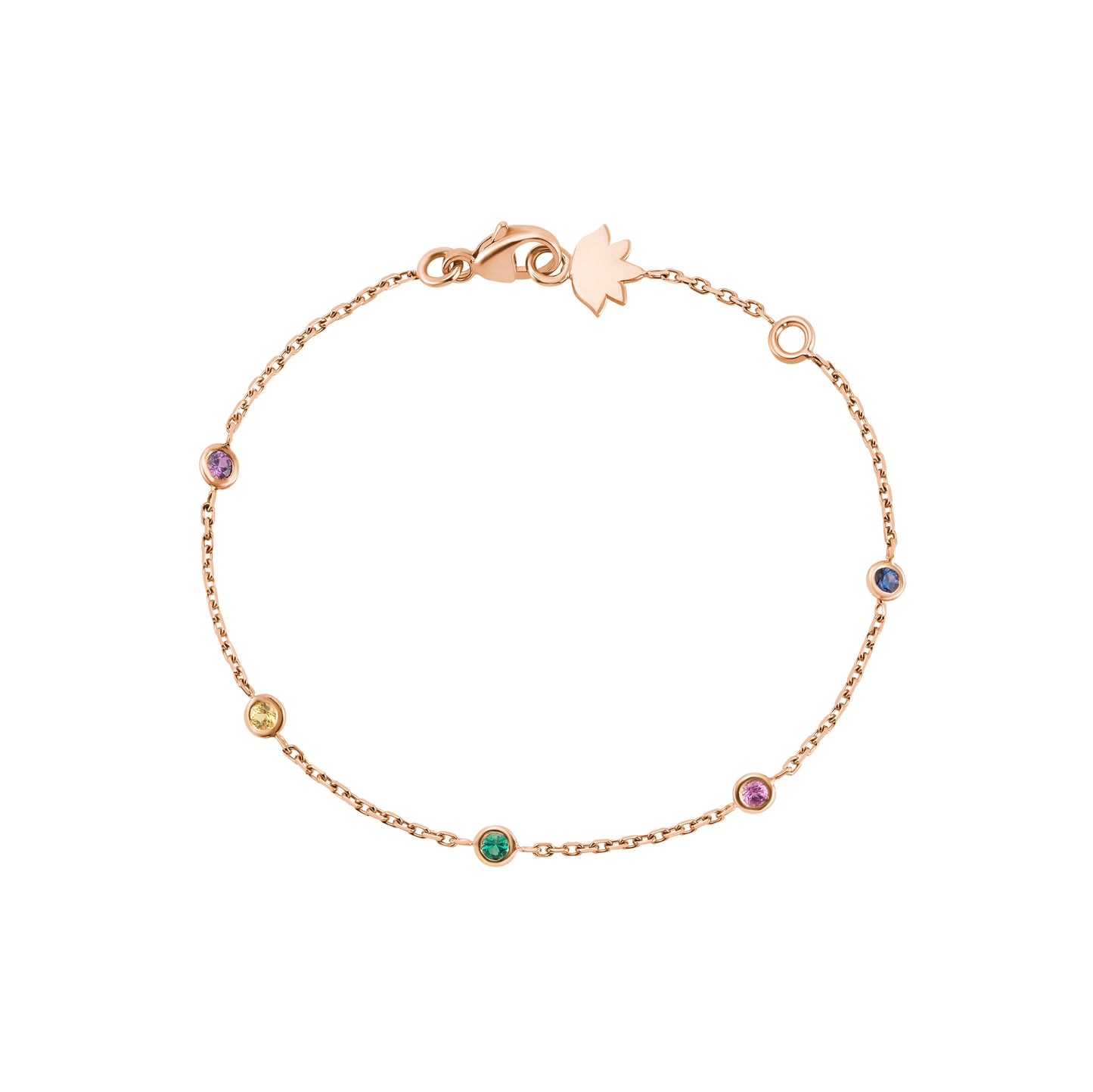 Constellation Bracelet - 750/1000 pink gold, emerald, and sapphires