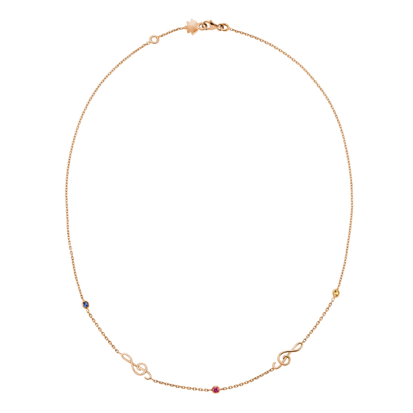 Melody Necklace - 750/1000 pink gold and sapphires