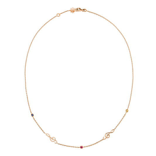 Melody Necklace - 750/1000 pink gold and sapphires